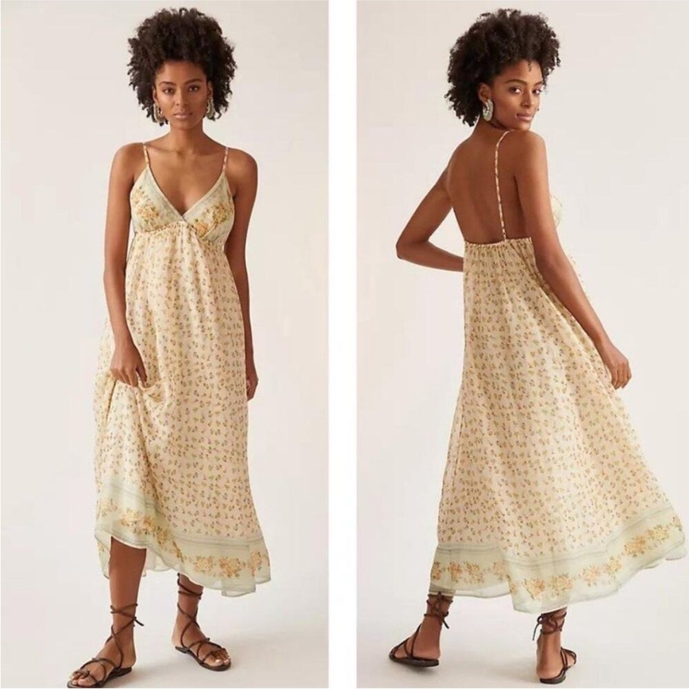 Anthropologie Let Me Be Floral Babydoll Midi Dress | Boho Cottagecore | Size L
